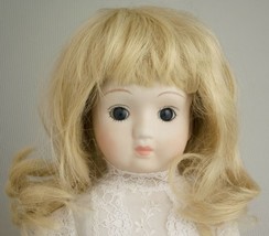 Vintage Porcelain Doll Wedding Dress &amp; Flower Dress Red Velvet Bonet Blonde Hair - £4.69 GBP