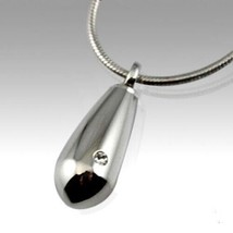 Stainless Steel Tear Drop Funeral Cremation Urn Pendant - £74.78 GBP