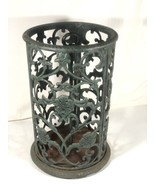 Vintage Wrought Iron Umbrella Stand Ornate Floral Display With Drip Pan ... - £222.81 GBP