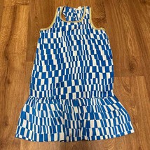 Crewcuts Girls Blue White Gold Sleeveless Drop Waist Dress Size 8 Patterned - $21.78
