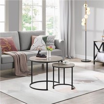 Nesting Coffee End Table Set W/Wooden Tabletop&amp;Sturdy Metal Base For Liv... - £83.41 GBP