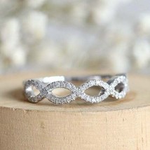 Half Eternity Band 0.50Ct Simulated Diamond Wedding Ring 14k White Gold Size 6.5 - £176.94 GBP