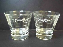 Crown Royal Block Optic rocks cocktail glasses Pair 2 white logo 8 oz - £10.23 GBP