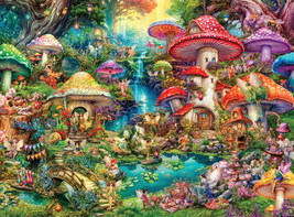 Buffalo Games - Aimee Stewart - Merry Mushroom Village Picnic - 1000 Piece Jigsa - £18.96 GBP