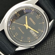 Vintage Seiko Automatic 7009A Japan Mens DAY/DATE Black Watch 608h-a316772-6 - £32.06 GBP