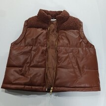 Maurices RN#51783 Girls Brown Faux Leather Full Zip Puffer Vest Size Medium image 11