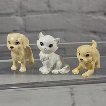 Barbie Pets Animals Lot Of 3 White Kitty Cat Golden Retriever Puppies Ta... - $14.84