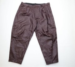 Vintage 90s Streetwear Mens 42x31 Distressed Pleated Leather Tapered Leg Pants - £77.86 GBP