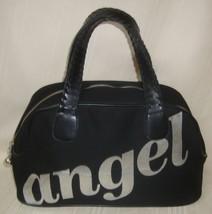 Victoria’s Secret Angel Handbag Purse Cosmetic Bag Black Metallic Logo V... - $19.79