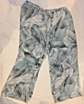 80s Tahari Womens Rayon Pants Green Palm Print Size 6 Wide Leg  Draw String - £18.65 GBP