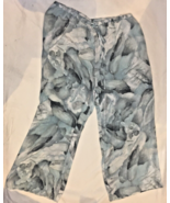 80s Tahari Womens Rayon Pants Green Palm Print Size 6 Wide Leg  Draw String - $32.20 CAD