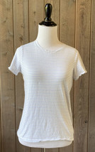 VINCE XS T-Shirt Short Sleeve Cotton White Blue Striped Women&#39;s - £23.85 GBP
