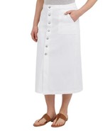 Wrangler Womens Denim Skirt White Western Midi Slit Pockets Midweight - $68.59 CAD