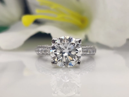 3CT Engagement Ring, Dainty Solitaire Ring 9mm Forever One Round Engagement Ring - £97.53 GBP