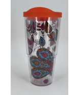 Tervis Peacock and Flowers Tumbler with Orange Lid 24 oz Hot Cold Fun Funky - £7.06 GBP