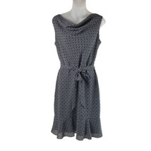 The Limited Knee Length Fit &amp; Flare Dress Sz 8 M Sleeveless Belted Blue CowlNeck - £22.91 GBP