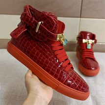 N embossed crocodile high top shoes lock lace red flats real leather designer boots men thumb200