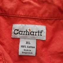 Carhartt Pockets Men's Orange Cotton Button Up Shirt Short Sleeve Size XL image 3