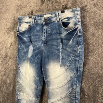 GS-115 Jeans Mens 36x28 Bleached Skater Distressed Moto Detail Whiskers ... - $10.83