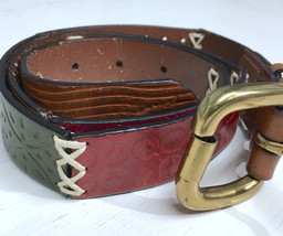 Rolfs Womens Laced Tooled Multi Color Medium Leather Belt 1&quot;  - £10.96 GBP