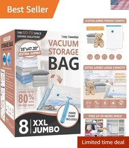 Reusable XXL Vacuum Storage Bags - 8 Pack with Hand Pump for Clutter-Fre... - $60.00