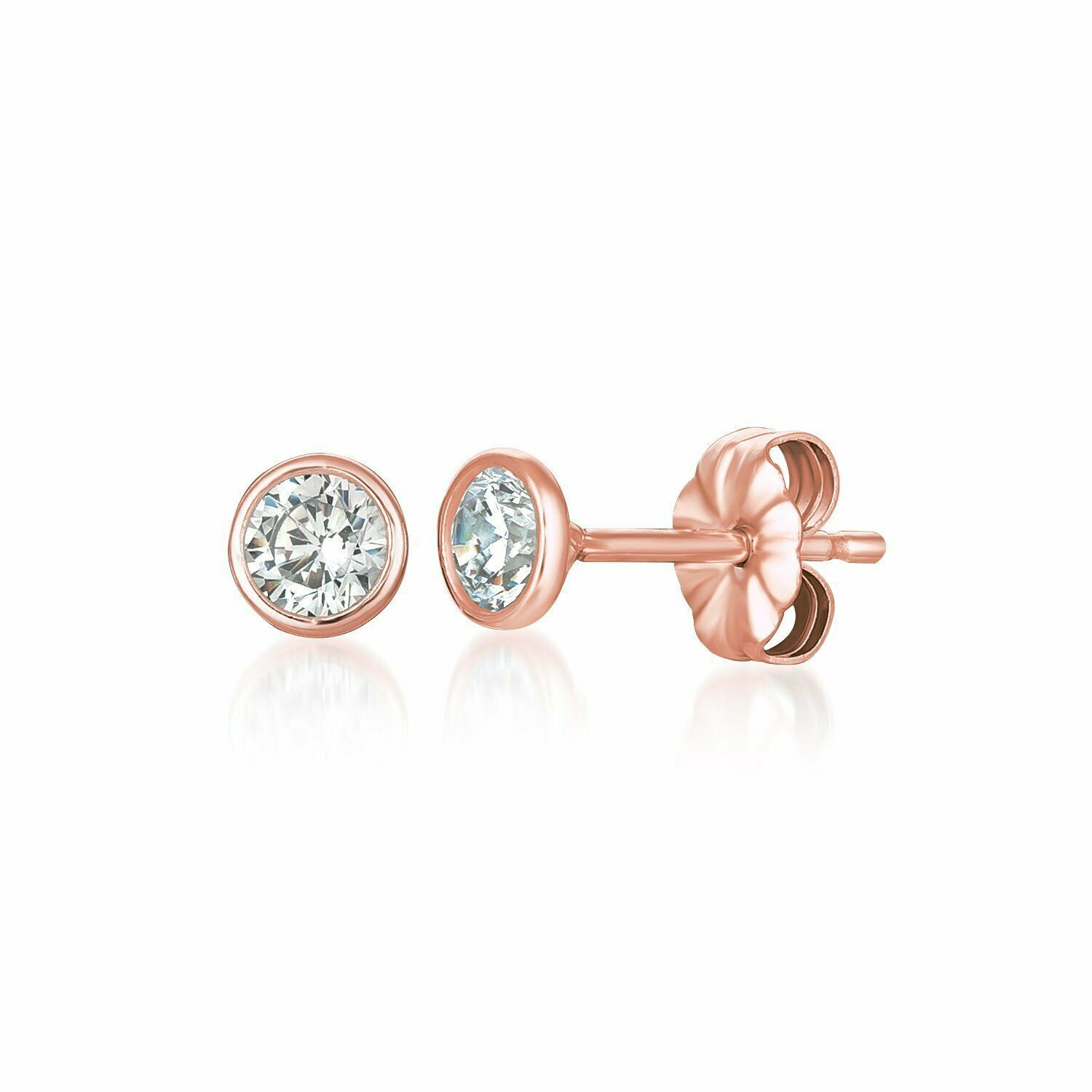 Primary image for Authentic CRISLU 4 mm Bezel Set Stud Earrings in Rose Gold