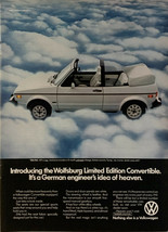 Vintage 1983 Volkswagon Wolfsburg LE Convertible In White Print Ad Adver... - $6.49