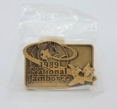 Vtg Sealed Brass BSA Boy Scouts 1989 National Jamboree Neckerchief Slide Holder - £11.86 GBP