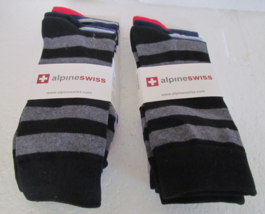 Alpine Swiss Mens 73% Cotton 6 Pack Dress Socks Striped Bright Color New - £16.02 GBP
