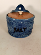 Antique Cobalt Decorated Salt Cellar, Shelf Piece Only, Chip and Crack - $14.90