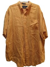 Daniel Cremieux XL orange linen men&#39;s button front shirt made Hong Kong - $19.79