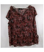 A.n.a Women&#39;s Purple, Pink, &amp; Black Floral Sheer Blouse Size XL - $18.11 CAD