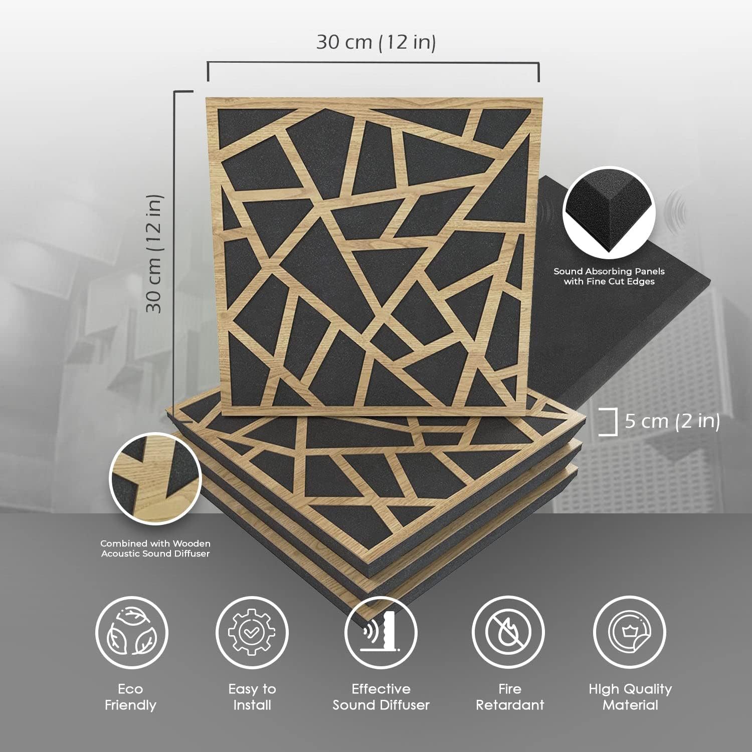 The Arrowzoom 4 Diffuse Pro Acoustic Wooden Panel Absorb Sound ...
