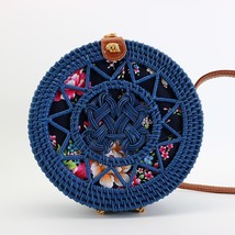 Fashion New Round Beach Rattan Bag Women Summer Colorful Handmade Woven Straw Ba - £41.53 GBP