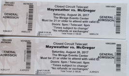 Mayweather vs McGregor Aug 26 2017 closed circuit Ticket Stub Mirage Las Vegas - £8.75 GBP