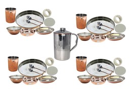 Set of 4 Prisha India Craft ® Handmade Indian Dinnerware Steel Copper Th... - £171.40 GBP+