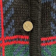 Vtg Tally Ho Womens XL Cardigan Sweater Tartan Plaid Red Green Christmas - £22.05 GBP