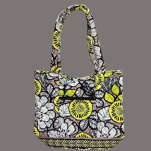 Vera Bradley Curvy Tote Citron Black Citrus White Gray image 6