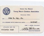 Kansas City Missouri YMCA Young Mens Christian Association 1947 Membersh... - £14.31 GBP