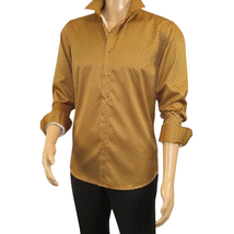 Men's Sports Shirt By Moderno Checker Fancy Long Sleeves MJLS-890 Gold image 7