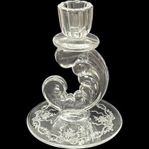 Vintage Fostoria Romance Etched Crystal Glass Elegant Candle Holder Plume Single - £18.26 GBP