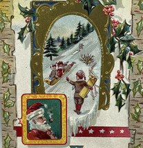 Early 1900’s Santa Claus Smoking Tobacco Pipe Kids Sledding Christmas Postcard - £7.78 GBP
