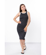Ribbed Dress (Women’s) – Fitted Sleeveless Cut &amp; Contrast Trim, Summer, ... - $762.42 MXN+