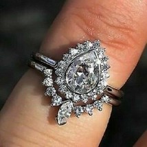 Anello da sposa Halo con diamante taglio a pera da 2,85 ct, finitura in oro... - £123.10 GBP