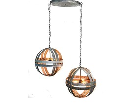 Wine Barrel Double Ring Chandelier - Dualistic - Made from CA wine barrels - £776.96 GBP