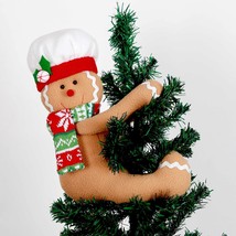 Gingerbread Man Christmas Tree Topper Decorations,Unique Funny Xmas Plush Stuffe - £21.89 GBP