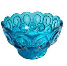 MCM L.E. Smith Glass Blue Moon &amp; Stars 4&quot; H 6&quot; D Open Low Compote #5203 - £18.71 GBP