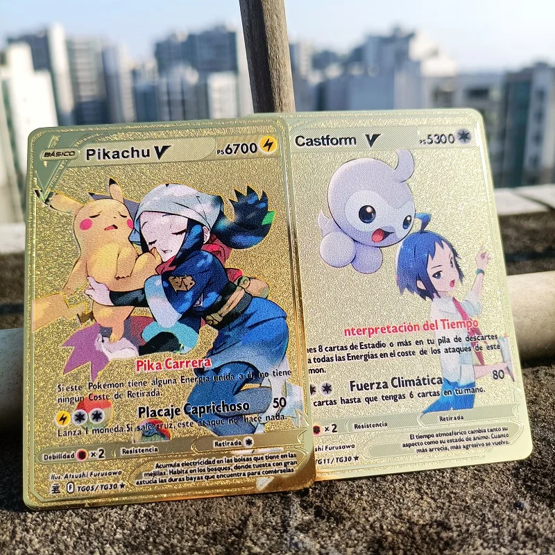 New Pokemon Metal Card Pikachu Gengar Charizard Energy Gold Card Anime - $10.67