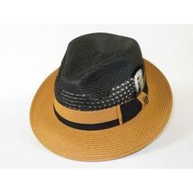 Men's Bruno Capelo Belvedere 2-Tone Straw Style Fedora Hat BD971 Black/Gold image 2