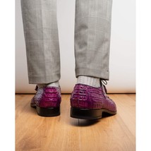 Apricena Genuine Caiman Crocodile Dress Derby's Shoes Purple image 10